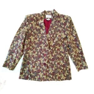 Talbots Vintage 100% SILK 80s 90s Paisley Blazer Jacket Fall /Winter 6 Petite